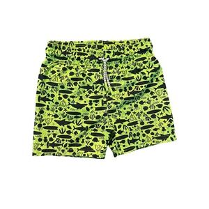 Cat & Jack Neon Green Shark Ocean Print Swim Trunks 18M Mesh Lined Shorts (0935)